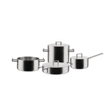 Alessi Convivio DC100S7 - Design kookgerei set, 18/10 roestvrijstalen handgrepen met PVD-coating, mat