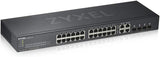 Zyxel 24-poorts Gigabit Ethernet Smart Managed Switch - Fanless ontwerp met 4 gigabit combo-poorten en hybride cloud-modus, Britse stekker [GS1920-24v2]