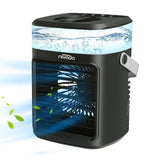 NIVADA Portable Mini Airco Inclusief Afstandsbediening - Luchtkoeler - Tafelventilator - Aircooler - 450 mL - Verlichtingsmogelijkheden, meerdere standen en vriesfunctie