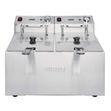 Buffalo FC259 Friteuse met 2 x 2,8 kW tank, 2 x 5 liter, dubbele mand, timer, roestvrij staal, incl. deksel
