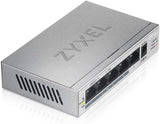 Zyxel 5-poorts Gigabit Unmanaged met 4 x PoE+, 60 Watt PoE budget, Levenslange garantie [GS1005HP]