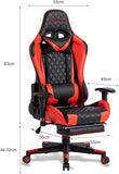 FOXSPORT Ergonomische gamingstoel - Volledig verstelbaar met armleuningen, voetsteun, hoofdsteun, rugleuning en kussen - Kantelfunctie - maximaal comfort. (Red, Met Voetsteun)