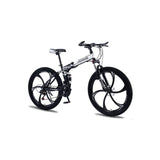 WALFREW Fiets Fiets, Mountainbike 27-speed Dual-Shock Integrated Wheel Folding Mountain Bike Fietsfiets, Sport en Entertainment(Schwarz,21)