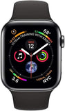 Apple Watch Series 4 (GPS + mobiel, 44 mm) - Spacezwarte roestvrijstalen kast met zwarte sportband (gerenoveerd)