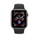 Apple Watch Series 4 (GPS + mobiel, 44 mm) - Spacezwarte roestvrijstalen kast met zwarte sportband (gerenoveerd)