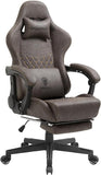 Dowinx verstelbare gaming chair PC-bureaustoel met voetsteun, game stoel met massage-lendensteun, ergonomische PU-gamingstoel met hoofdsteun (Bruin)