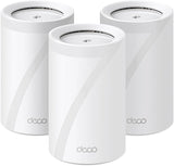 TP-Link Deco BE65 Wi-Fi 7 Mesh WLAN Set (3 Pack), Tri-Band 5760 Mbit/s (6 GHz) + 2880 Mbit/s (5 GHz) + 574 Mbit/s (2,4 GHz), 6 streams, 4 × 2,5G-poorten, 1 x USB 3.0