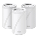 TP-Link Deco BE65 Wi-Fi 7 Mesh WLAN Set (3 Pack), Tri-Band 5760 Mbit/s (6 GHz) + 2880 Mbit/s (5 GHz) + 574 Mbit/s (2,4 GHz), 6 streams, 4 × 2,5G-poorten, 1 x USB 3.0