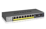 NETGEAR GS110TP 10-poorts Gigabit Ethernet LAN PoE-switch Smart Managed Pro (8x PoE+ 55W, 2x 1G-SFP, beheer lokaal of op afstand via Insight-cloud, zonder ventilator, met ProSAFE levenslange garantie)