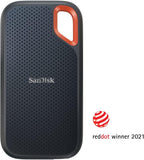 SanDisk Extreme Portable SSD Draagbare Schijven 1 TB (NVMe Solid State-Prestaties, 2,5 Inch, Lees-/schrijfsnelheden Van 1050/1000 MB/s, Water- En Stofbestendigheid, AES-Hardwareversleuteling) Grijs