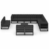 Tidyard 14-delige tuinmeubelen met kussen tuinsofa set tuinmeubilair zitgroep sofa lounge tuinset zitgarnituur middenbank hoeksofa zwart massief grenenhout, kussenkleur: antraciet