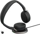 Jabra Evolve2 65 Flex - stereo headset met Bluetooth, draadloos oplaadstation, noise cancelling Jabra ClearVoice-technologie en hybride ANC - werkt met alle toonaangevende UC platforms - zwart