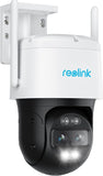 Reolink 8MP PTZ WiFi-beveiligingscamera met dubbele lens 2,4/5GHz, 6X zoom, ultragroothoek, detectie van mens/voertuig, automatisch volgen, nachtzicht in kleur, H.265, Trackmix WiFi