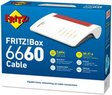 "AVM FRITZ!Box 6660 Cable International Kabel-Modemrouter, Wi-Fi 6 (WLAN AX) Mesh Master met to 3.000 Mbit/s (5 GHz +2,4 GHz), 2,5-Gigabit-LAN, VoIP telefooncentrale, DECT)"