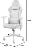 DELTACO PC gamingstoel met armleuning, hoge rugleuning en kussen (gamingstoel, bureaustoel, ergonomisch, in hoogte verstelbaar, PU-leer, 110 kg), wit