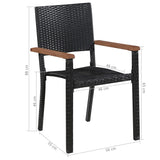 UJCHVHN Item-9 Stuk Outdoor Dining Set Poly Rotan en Acacia Hout Zwart, Outdoor Tuinmeubilair Sets