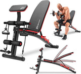 Hop-Sport Multifunctionele Halterbank HS-1035 – Verstelbare Fitnessbank met Curlpult, Geschikt voor Bankdrukken, Volledig Lichaamstraining en Krachtoefeningen, Comfortabele Dikke Bekleding