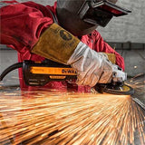 Dewalt 1.700 W 125 mm haakse slijper DWE4357 (borstelloze motor, stofdichte wikkelingen door epoxyhars, elektronische rem en koppeling, beschermkap, extra handgreep, snelspanmoer)