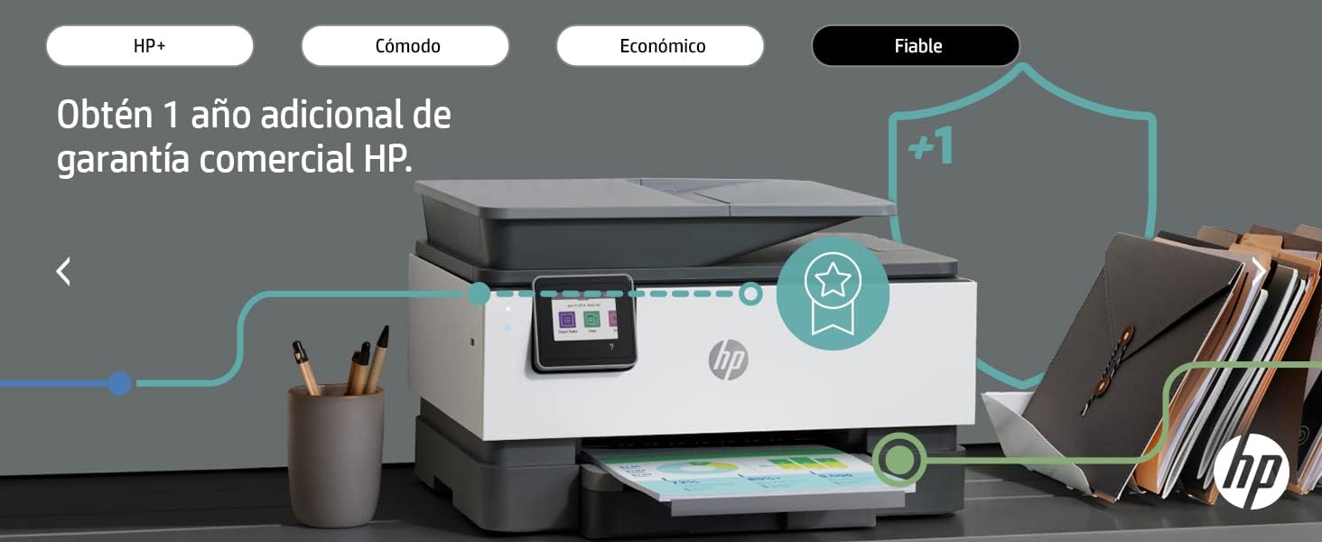 OfficeJet Pro 9010e Multifunctionele printer (HP+, A4, printer, scanner, kopieerapparaat, fax, WLAN, LAN, Duplex, Airprint, met 6 proefmaanden HP Instant Ink inbegrepen), grijs, wit