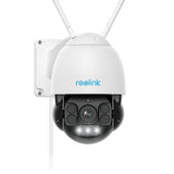 Reolink 5MP PTZ WiFi-camera Voor Buiten, 5X Optische Zoom, 190ft Full-Color Nachtzicht, 2.4/5GHz WiFi-camera met Persoons/Voertuigdetectie, Automatisch Volgen, 360° Zicht, 2-Weg Audio, IP66, RLC-523WA