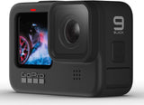 GoPro HERO9 - Waterdichte sportcamera met LCD-scherm aan de voorkant en touchscreen aan de achterkant, 5K Ultra HD-video, 20 MP-foto's, 1080p livestreaming, webcam, stabilisatie, zwart