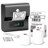 Phomemo M221 labelprinter met 3 rollen etiketten, labelmaker Bluetooth Thermo etikettenprinter voor kleding, sieraden, detailhandels, barcode en meer, compatibel met Android iOS en Windows,grijs
