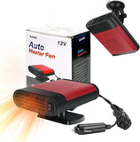 Auniq Autoverwarming, 12V 150W snel opwarmende voorruitontwaseming met zuignap & 360 graden basis, 2 in 1 verwarmende/koelende ontwasemingsverwarmer Plug in Aansteker Auto Heater Fan