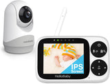 HelloBaby Babymonitor, video en audiocamera voor kinderen, met monitor, 3,2 inch IPS-scherm, zonder wifi, nachtzicht, pan-tilt-zoom, alarm slaapliedje, bereik van 3,2 meter