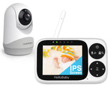 HelloBaby Babymonitor, video en audiocamera voor kinderen, met monitor, 3,2 inch IPS-scherm, zonder wifi, nachtzicht, pan-tilt-zoom, alarm slaapliedje, bereik van 3,2 meter