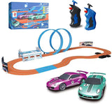 Race Car Track Set Electric Racing Tracks Toy-Electric with 2 Race Cars, 2 Hand Controllers Gift Flexible Toys