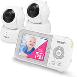 VTech VM923-2 Babyfoon, 2,8 "scherm, 304,8 m bereik, Pan-Tilt-Zoom, Nachtzicht, 2-Weg Audio, Temperatuursensor, Slaapliedjes, Beveiligde Transmissie Geen WiFi