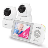 VTech VM923-2 Babyfoon, 2,8 "scherm, 304,8 m bereik, Pan-Tilt-Zoom, Nachtzicht, 2-Weg Audio, Temperatuursensor, Slaapliedjes, Beveiligde Transmissie Geen WiFi