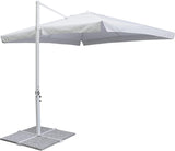 Parasol voor de tuin, 3 x 3 m met zijdelingse vleugels van aluminium, kleur: wit