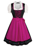 SCARLET DARKNESS Midi-dirndl-jurk voor dames, 3-delig, traditioneel kostuum voor Oktoberfest