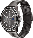 Tommy Hilfiger Analoge Multifunctionele Quartz Horloge voor Mannen met Gunmetal Roestvrij Staal Mesh Armband - 1792019, Grijs, Armband