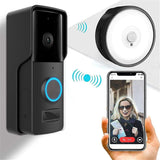 VekiNe Video Deurbel, WiFi Draadloze Video Deurbel, Smart Home 1080P Deurtelefoon Call Audio Intercom Camera Compatibel, zwart, B gelukkig cadeau