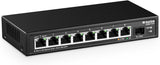 MokerLink 8-poorts 2.5Gigabit Ethernet Switch met 10G SFP-slot, 8 x 2.5G Base-T poorten compatibel met 10/100/1000 Mbps, Metal Unmanaged Fanless Small Network Switch