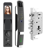 3D Face Smart Deurslot, NFC Keyless Entry Deur Outdoor Digitaal Slot Met Beveiligingscamera Deurslot Met Code En Vingerafdruk Biometrisch, Slimme Sloten Voor Voordeur(lock 30 * 240mm)