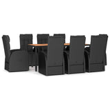ZEYUAN Tuinlunchset, 9-delig, zwart, polyrotan en massief hout, acaciahout, meubels, tuinmeubelen, tuinset (SPU:3157611)