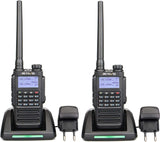 Retevis RT87 Walkie Talkie Waterdicht IP67, 128-kanaals dual-band, DTMF-alarm met Roger Beep LCD-scherm, professionele bidirectionele radio (zwart, 2-pack)