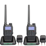 Retevis RT87 Walkie Talkie Waterdicht IP67, 128-kanaals dual-band, DTMF-alarm met Roger Beep LCD-scherm, professionele bidirectionele radio (zwart, 2-pack)