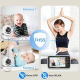 HelloBaby Babyfoon met Camera en Nachtzicht, 5 '' Display met 30 uur Batterij, Pan-Tilt-Zoom Video Babyfoon Geen WiFi, 2-Weg Gesprek, Temperatuur, 8 Slaapliedjes en 300 m Bereik