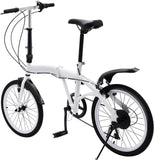 Fetcoi 20 inch vouwfietsen voor volwassenen 7 versnellingen, lichtgewicht aluminium vouwfiets, stadsfiets, dubbele V-rem, voor volwassenen en kinderen tieners, verstelbare hoogte, wit