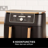 Ninja Foodi MAX Dual Zone Air Fryer, Tongs, 2 Drawers, 9.5L, 6-in-1, Oil Free, Air Frying, Max Crisp, Roasting, Baking, Dishwasher Safe Baskets, Non-Stick Coating, Copper/Black Amazon Exclusive