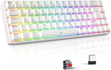 TECURS TKL Mechanisch Gaming Toetsenbord Duitsland Oplaadbaar Multi-Device + RGB Verlichting Verstelbaar Anti-Ghosting 68 Toetsen Bluetooth/2.4G/Type-C QWERTZ Schakelaar Rood voor Windows/Mac Wit