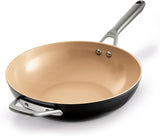 Ninja Extended Life 28 cm keramische wok, wokpan met antiaanbaklaag (zonder PFA's, PFOA's, lood, cadmium), geschikt voor inductie, roestvrijstalen handgreep, ovenvast tot 285 °C, terracotta & grijs,