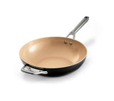 Ninja Extended Life 28 cm keramische wok, wokpan met antiaanbaklaag (zonder PFA's, PFOA's, lood, cadmium), geschikt voor inductie, roestvrijstalen handgreep, ovenvast tot 285 °C, terracotta & grijs,