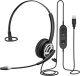 USB-headset Monaural hoofdtelefoon voor Call Center Skype Microsoft Lync met Noise Cancelling microfoon spraakherkenning microfoon voor Dragon met mic mute Call Button