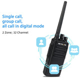 Retevis RT81 bidirectionele radio, IP67 waterdicht, 32-kanaals DMR analoge/digitale walkie-talkie, 2200mAh draagbare radio lange afstand voor buitenwerk (zwart, 2 stuks)