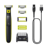 Philips OneBlade Original Face + Body – elektrische baardtrimmer, scheerapparaat en bodygroomer, 2 Original mesjes, 1 5-in-1 instelbare kam, 1 lichaamsset (model QP2824/30)